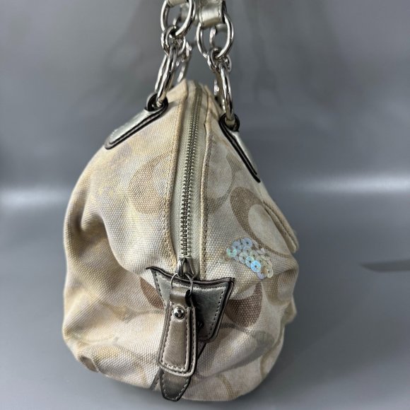 Authentic COACH # 19338 Kristin Signature Dome Sequin Satchel Shoulder Bag - Picture 8 of 14